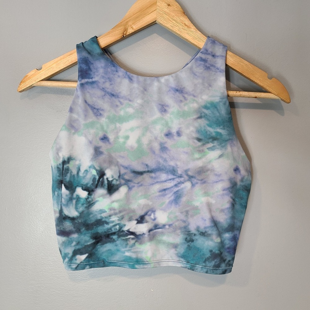 Athleta Conscious Crop Sport Bra Top Blue Solarize Women Sz Small Active Tennis